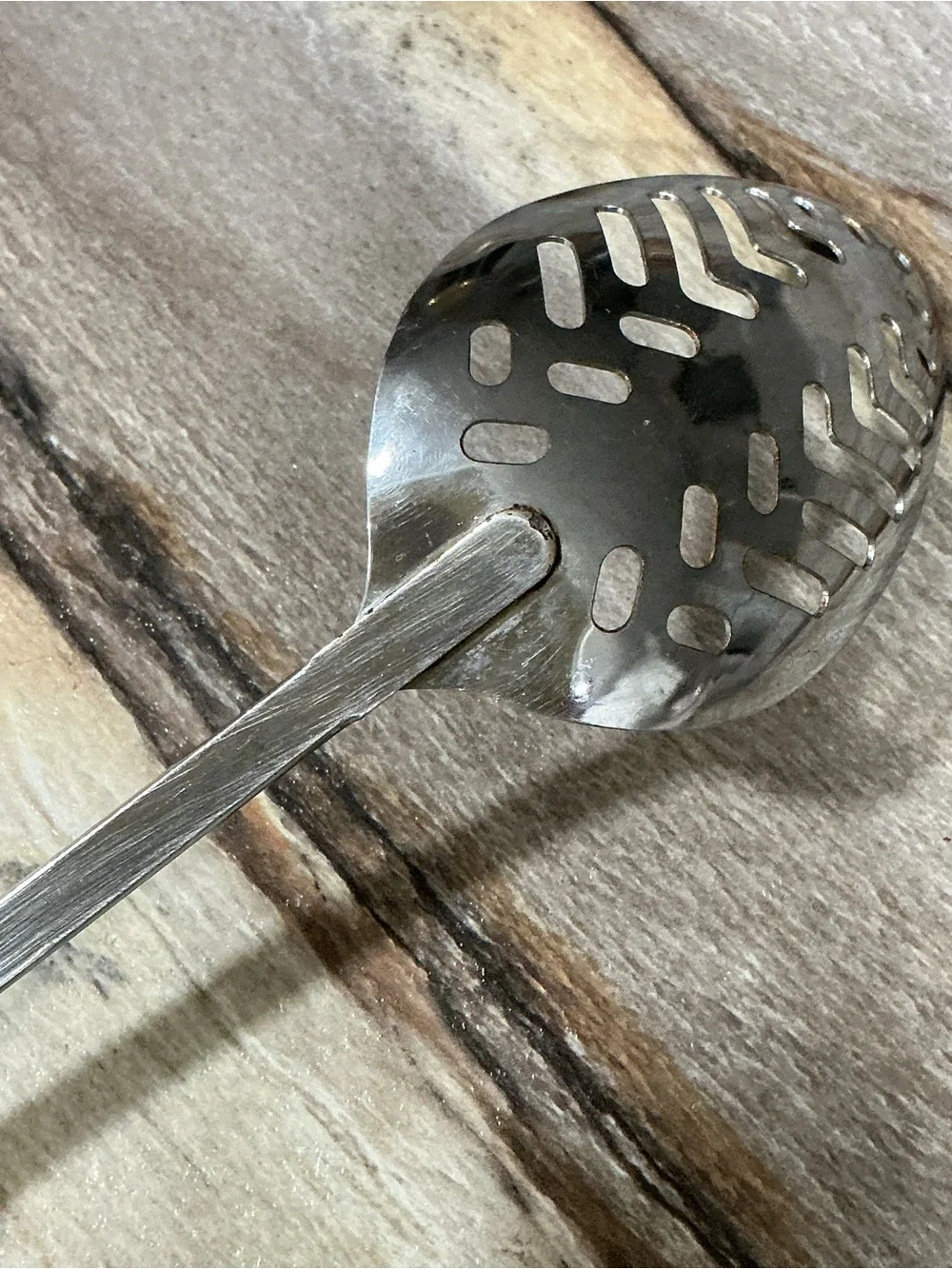 Vintage Ekco Slotted Serving Spoon Black Handle Chromium Plated Kitchen Utensil